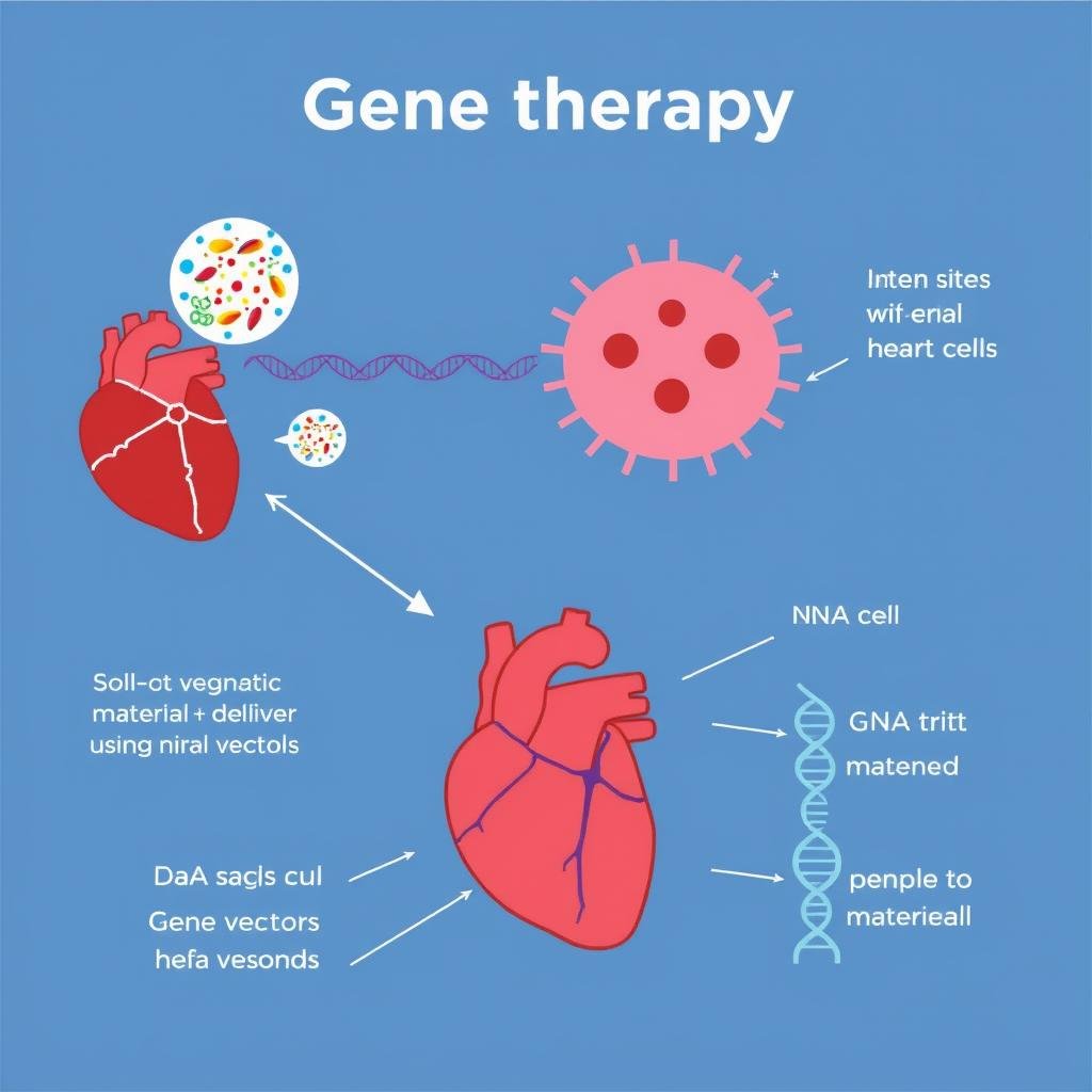 Diagram showing how gene therapy works for heart disease treatment
